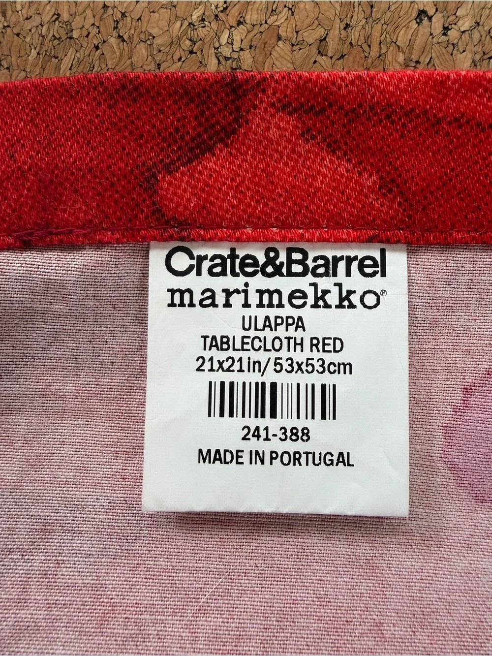Crate & Barrel Marimekko Ulappa Red Cotton Napkins Set of 8
